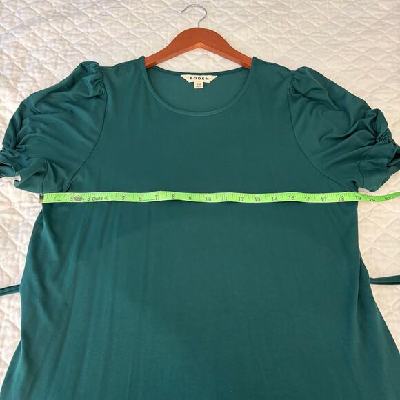 Boden Size 12 Green Puff Sleeve Dress Minimalist Holiday - Picture 10 of 10